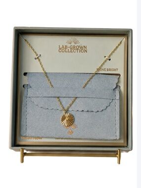 Lab Grown Diamond 14k dipped Gold Sunburst Pendant Necklace